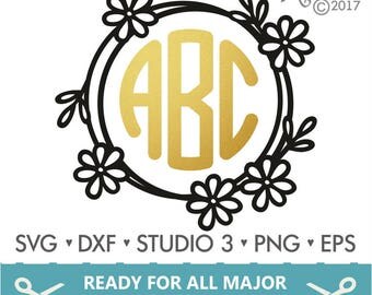 70% OFF SALE Monogram Frame Svg / Floral Frame Svg / Floral Monogram Frame Svg / Cutting files for use with Silhouette Cameo and Cricut