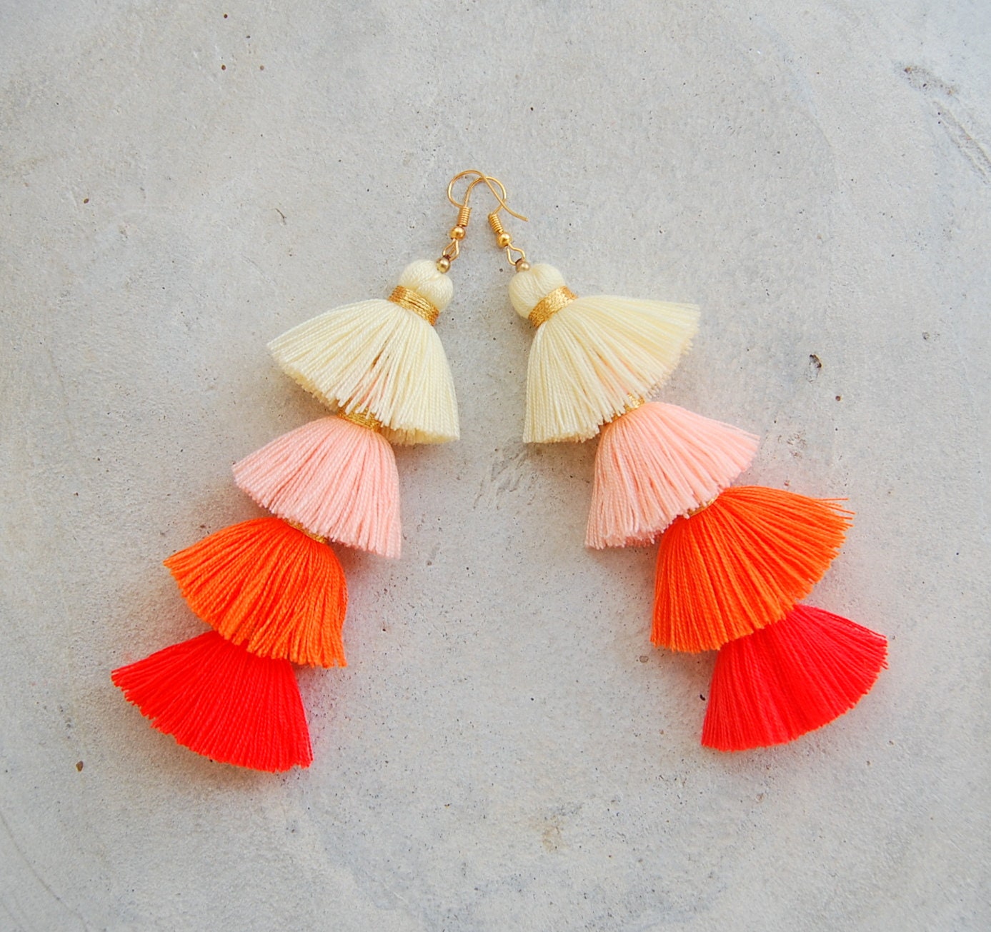 Orange tassel earrings Clearance