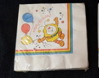 Vintage 1983 Rainbow Brite Party Napkins , Rainbow Brite Napkins , Rainbow Brite Sprite , Rainbow Brite Party Supplies , Free Shipping