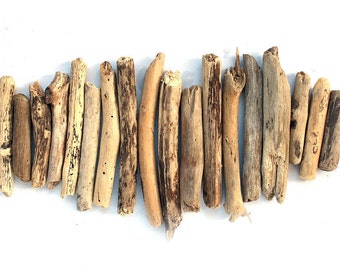 18x CHUNKY DRIFTWOOD PIECES 18 short chunky broad drift wood pieces natural organic country brown rustic coastal art salvage reclaimed wood