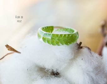 Real Fern Ring, Terrarium jewelry, Real flower ring, Botanical resin ring, Forest jewelry, Nature resin fern ring, Botanical Ring