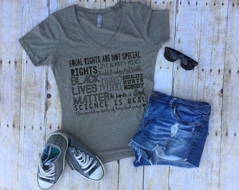 Women's Rights Feminist Shirt Black Lives Matter Science Is Real My Body My Choice Equality Immigration Liberal Love Is Love Climate Change