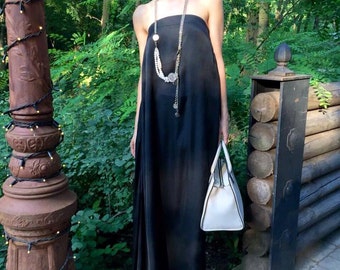 Plus Size Maxi Dress, Victorian Dress, Black Maxi Dress, Bridesmaid Dress, Open Back Dress, Loose Dress, Black Party Dress, Gothic Dress