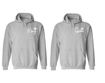 New King Queen Hoodies Couple Sweaters Matching King Queen Pärchen Shirts King Queen Couple Gift Unisex King Queen Hoodie King Queen Pärchen
