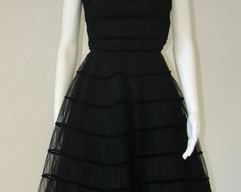 Audrey Hepburn Dress, Little Black Dress, Tulle Dress, Holiday Dress Women, Little Black Tulle Dress