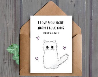 DIGITAL DOWNLOAD, Funny Cat Anniversary Card, Printable Boyfriend Card, Love Cats, Husband Card, Love Card, Girlfriend Card, Cute Cat Card