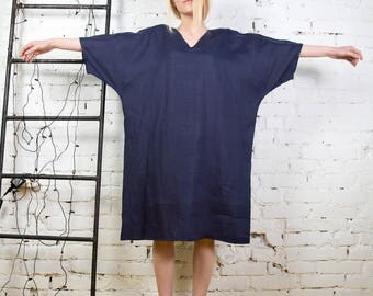 Linen kimono tunic, oversize linen dress, soft linen tunic, Blue linen dress, linen kimono dress, blue linen tunic/LD0017