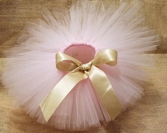 Ribbon Tutu, Girls Tutu, Newborn Tutu, Pink & Gold Tutu, Birthday Tutu, Toddler Tutu, Bow Tutu, Glitter Tutu, Baby Tutu, Customized Tutu