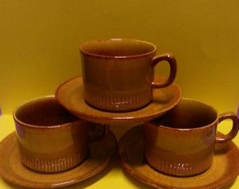 Vintage Swedish cups & saucers Gefle Korall (3)