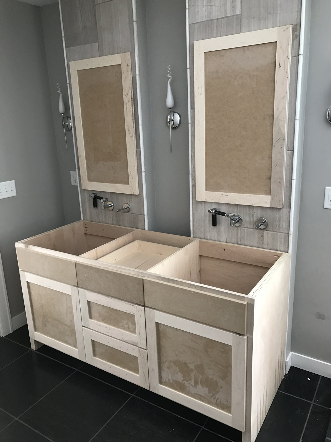 Unfinished Maple And MDF Bathroom Vanity Paint Grade