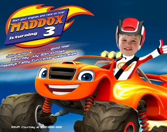 Blaze and the Monster Machines invitation, Blaze Monster Machines PHOTO Birthday, Blaze and Monster Machines Party, Monster Truck