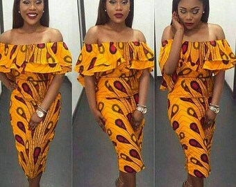 Tinu off shoulder African Ankara dress