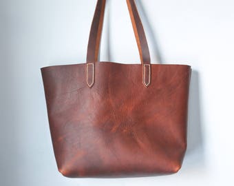 Leather Tote - Everyday Leather Tote - Leather Tote Bag - Market Bag - Carry All bag - Leather Laptop Bag - Brown Tote - Leather Handbag