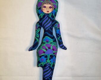 Midnight Dreams fantasy cloth art doll form w/face cab 12 in. tall You finish her Bead Decorate