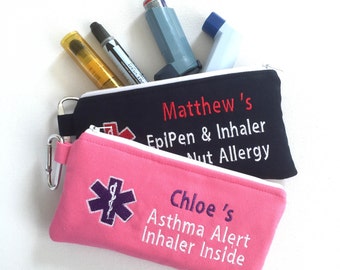 Medical Alert Pouch, Personalized Insulated EpiPen Case, Inhaler Case, Epinephrine, Auto Injector Bag, First Aid Kit, Emergency Medication
