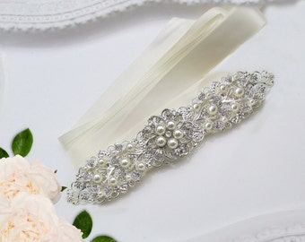 Pearl Bridal hair Accessory Wedding headband, Bridal headband Pearl wedding hair piece bridal silver hair vine crystal Pearl headband, Ivory