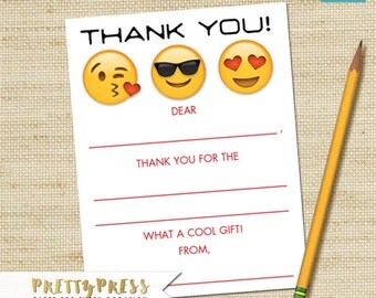 Emoji thank you card | Etsy