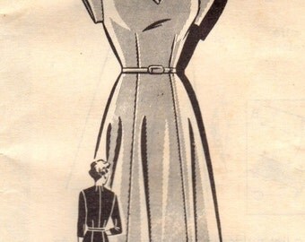 1940s Mail Order 1993 FF Vintage Sewing Pattern Misses Afternoon Dress, One Piece Dress, Party Dress Size 12 Bust 30