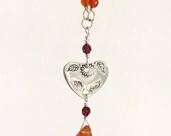 Sweetheart Sterling Silver Carnelian Necklace