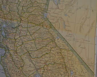 1912 State Map California - Vintage Antique Map Great for Framing 100 Years Old