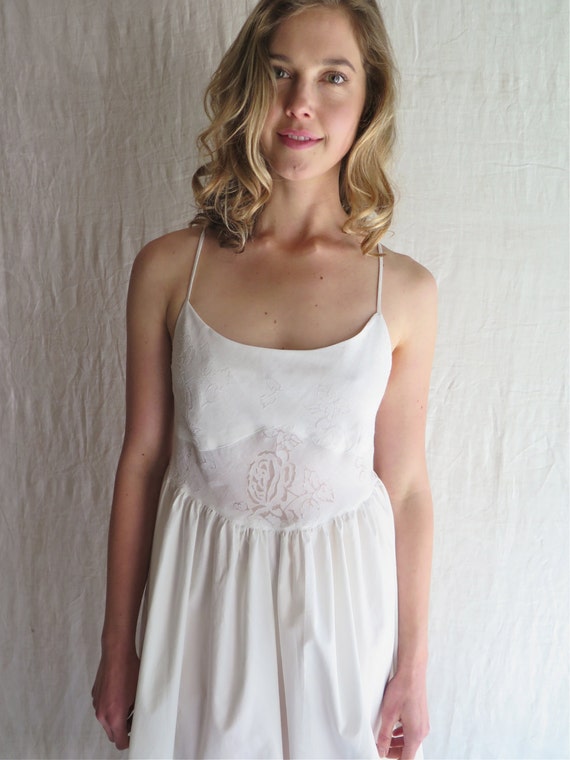 Pima Cotton Nightgown with Sheer Linen by marypearlsvintage