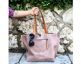 Leather Bag / Oversize Bag / Beige Leather Bag / Leather Handbag / Tote Leather Bag / Designers Bags / Totes / Women Gifts / Gifts For Her
