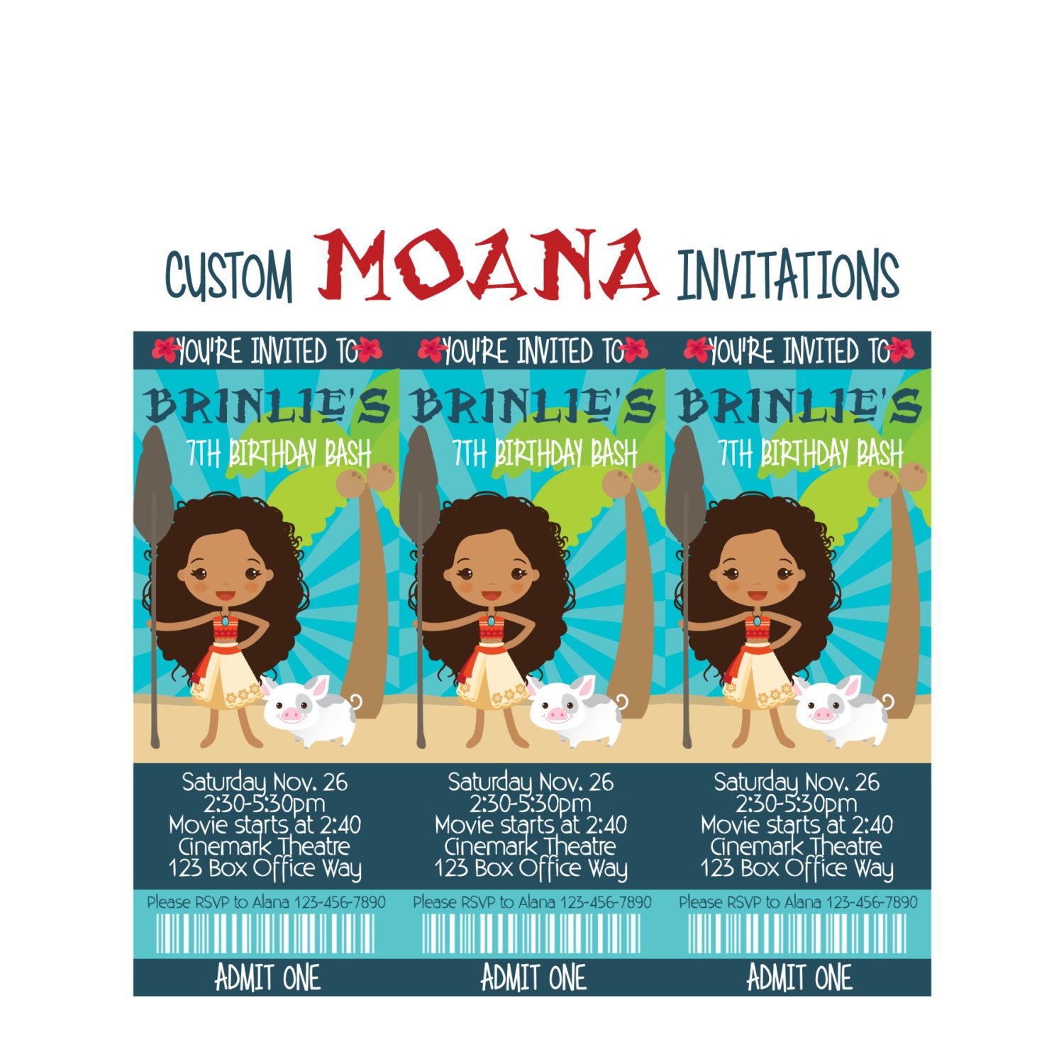 Personalized Moana Birthday Invitations 7