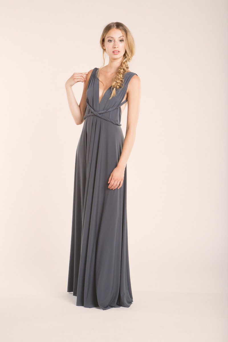 Sleeveless dark gray  long dress  maxi  gray  dress  prom