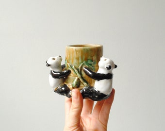 Vintage Plant Pot, Panda Bamboo Pot