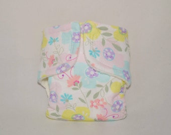 Baby Doll Diaper - Pastel Flowers - Size Large