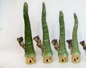 Garden Fairy Houses - Mini Houses with an Extra Tall Roofs - You Choose - 2 Sizes Available , Handmade, Wheel Thrown - Ready to Ship