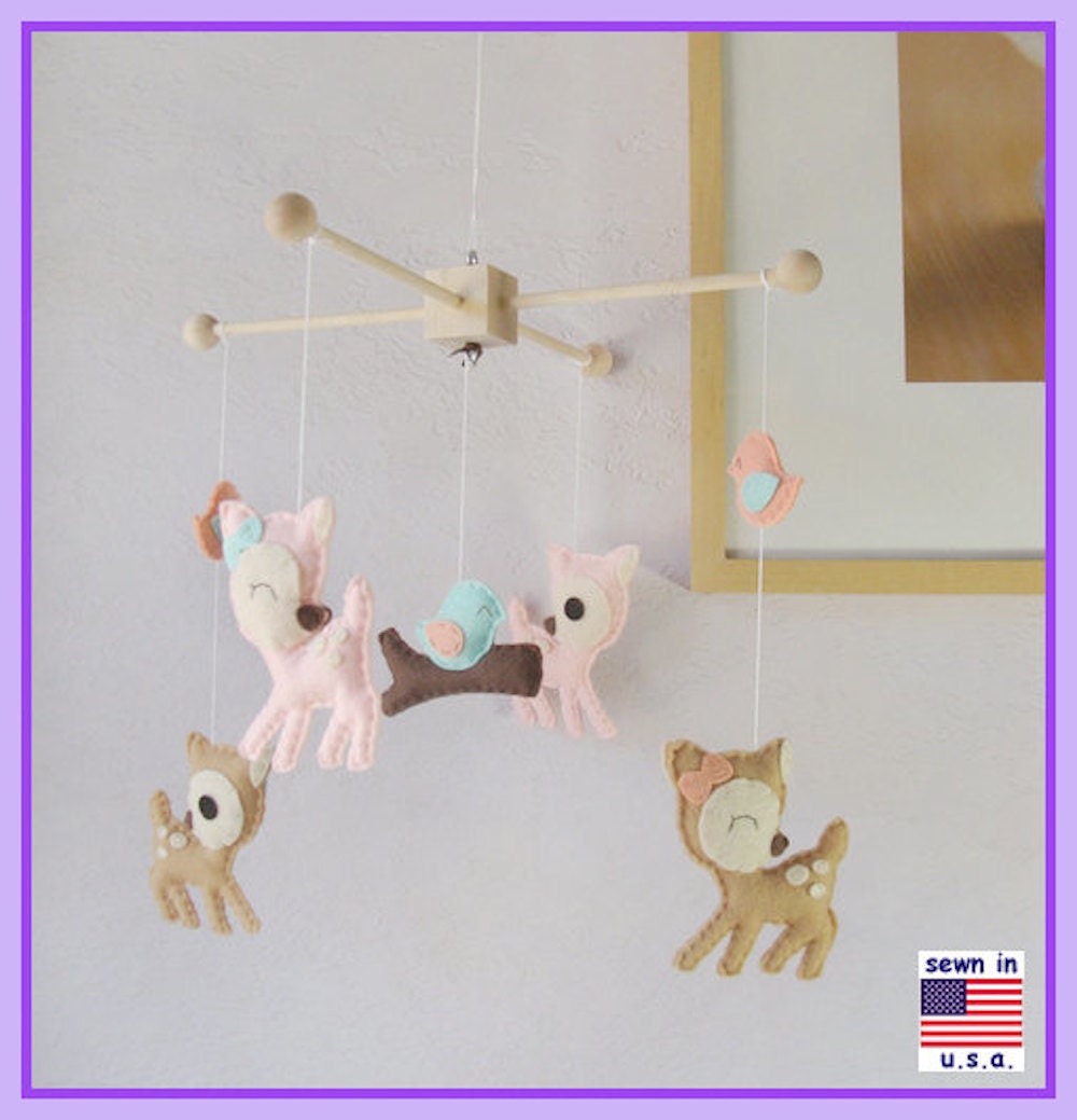 Baby Crib Mobile Baby Mobile Nursery Mobile Deer Baby by hingmade