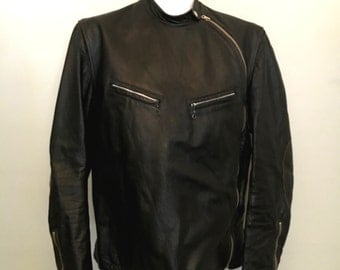 vintage Score Leather Cafe Racer 1960s Collectible very rare, Chest 40 Steve Mcqueen leather motorcycle jacket