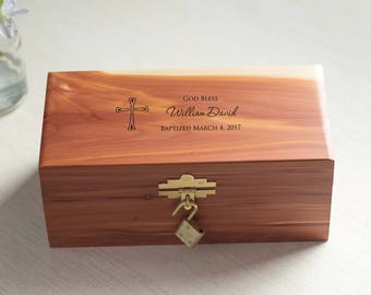 Personalized Baptism Keepsake Box: Custom Engraved Baptism Gift, Baptism Keepsake Box, Christening Gift, Godchild Gift, SHIPS FAST