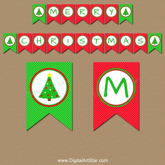 Merry Christmas Banner Printable, Holiday Banner Printable, Christmas