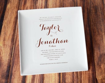 Wedding Gift, Marriage Gift, Couples Gift, Bridal Shower Gift - Personalized Wedding Invitation Plate - Large Plate  - 10 x 10 - Gift Boxed