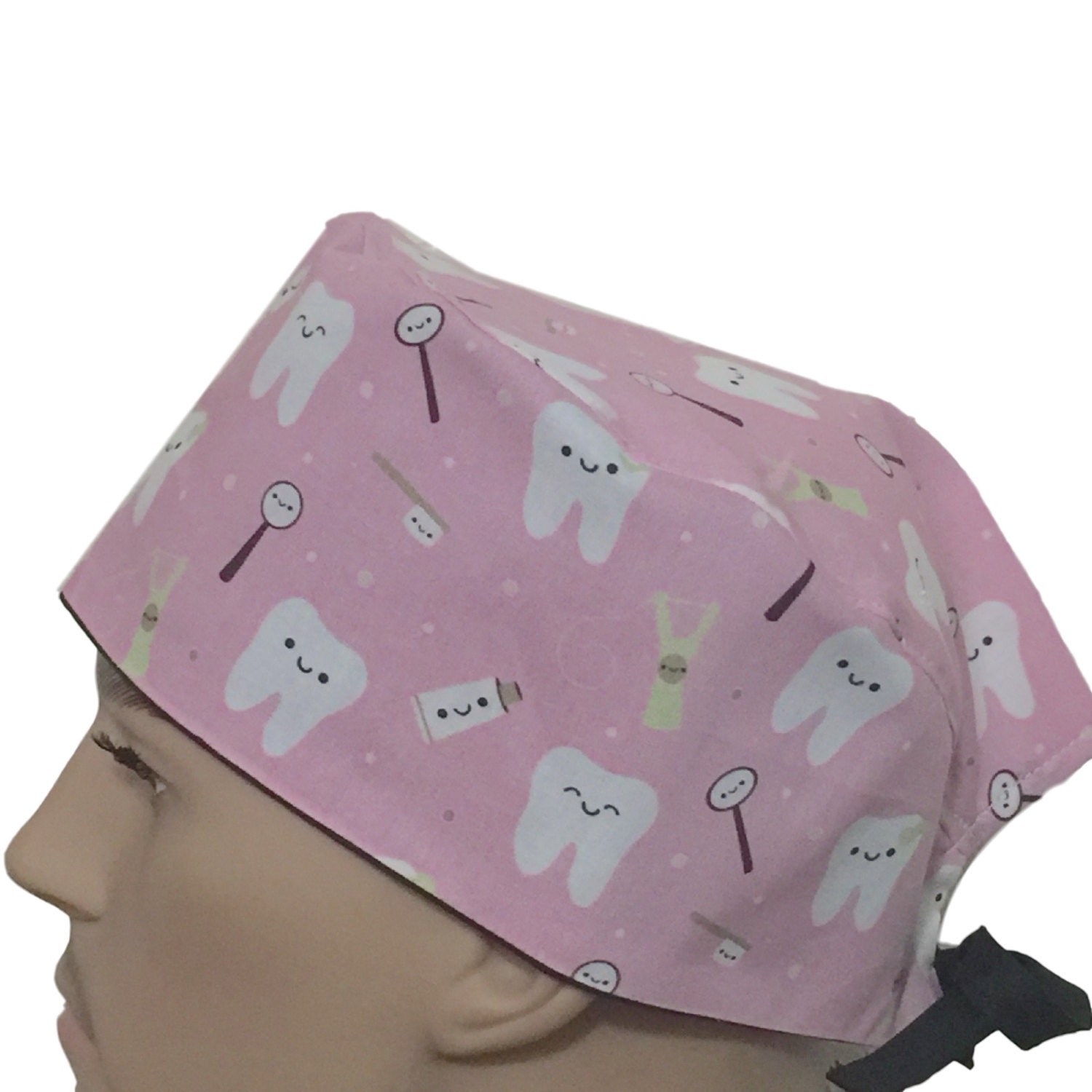 Smiling Teeth on Pink scrub hats Dentist Scrub Hats Surgeons