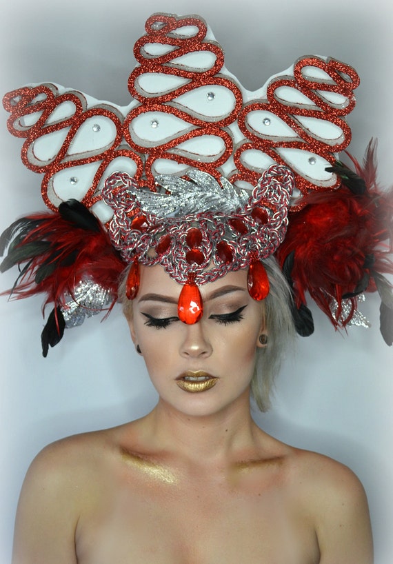 RED AVANT GARDE Ruby Jewels fascinator unique crown headdress