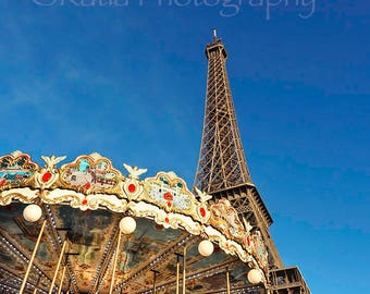 The Eiffel Tower and The Carousel Fine Art Photography, Paris, France Digital, Instant Download, Printable, Downloadable
