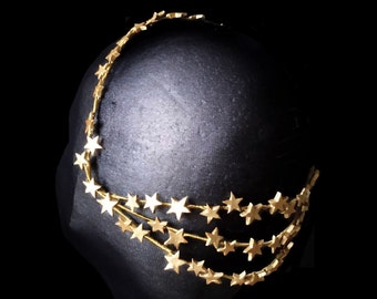 Gold star bridal crown. Wedding headpiece. Gold wedding crown. Bride hairstyle. Bride crown. Bridal accessory. Vintage bride. Bridal wreath