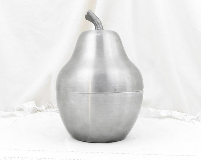 Vintage Mid Century Pear Shaped Brushed Metal Ice Bucket, Ice Cube Holder, French Design, Retro, Vintage, Man Cave, Decor, Bar, Bistro