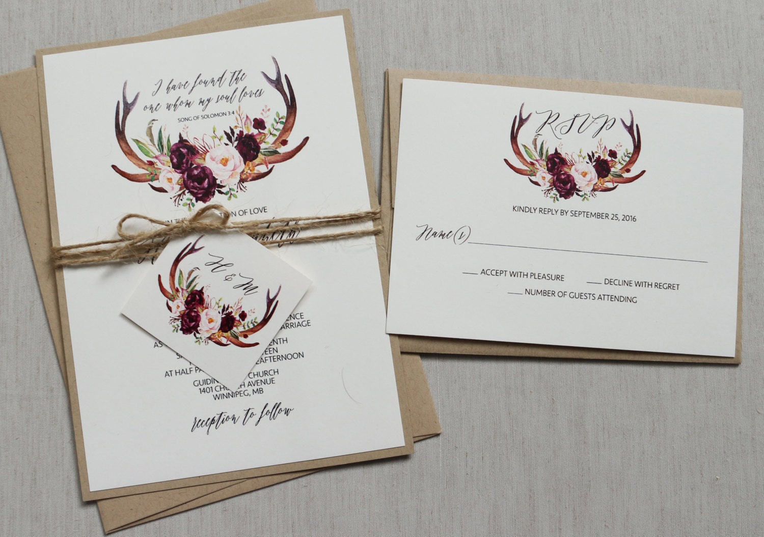 Antler Wedding Invitations 2