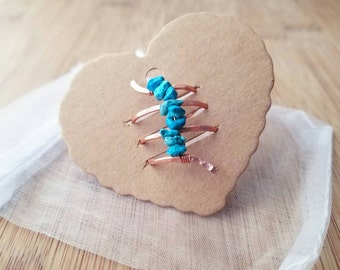 Turquoise ring - boho turquoise ring - copper wrap ring - hammered copper ring - turquoise stone - boho copper ring - December birthstone