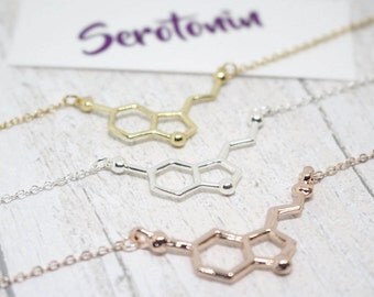 Serotonin Bracelet, Serotonin Molecule Bracelet, Charm Bracelet, Serotonin Charm, Chemistry Jewellery, Molecular Structure Bracelet