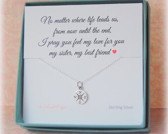 Sister necklace gift, Sisters necklace, Compass necklace, Sister Gift Wedding, Maid of Honor Gift, Sisters Birthday, Sister and best friend
