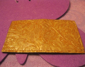 TAN LEATHER WALLET with Flowers and Leaves