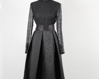 1970s Vintage black lace blouse