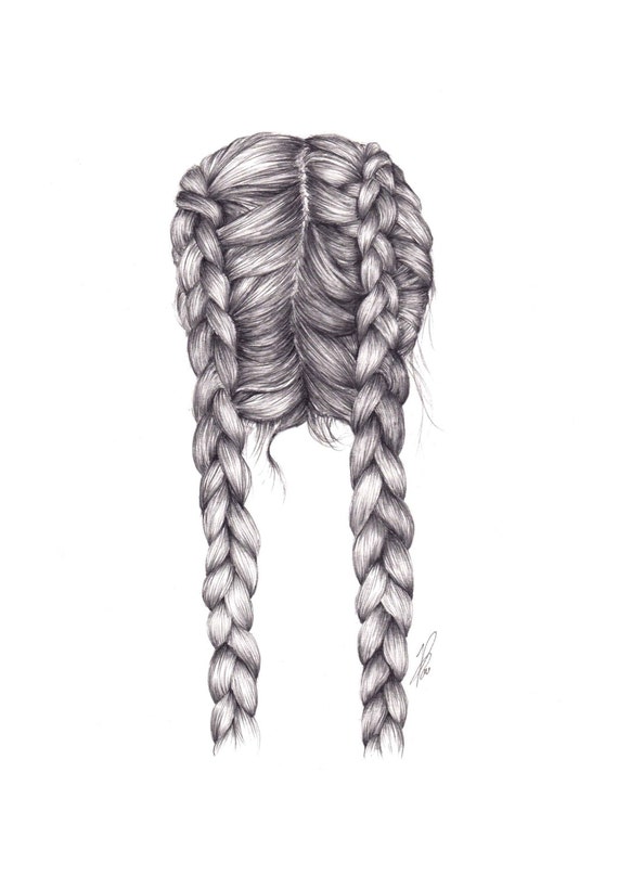 Easy How To Draw Side Braids Sketch with Pencil