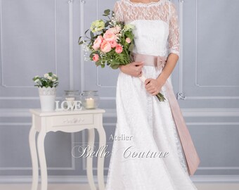 floor length wedding dress "Yasmin" vintage style