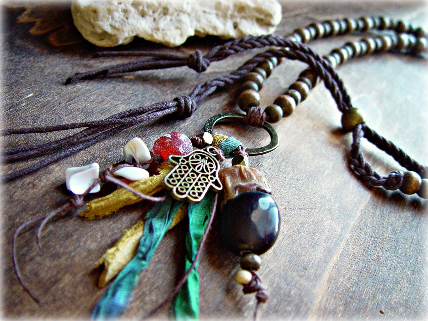 Boho Hippie Necklace Boho Jewelry Yoga Hamsa Necklace